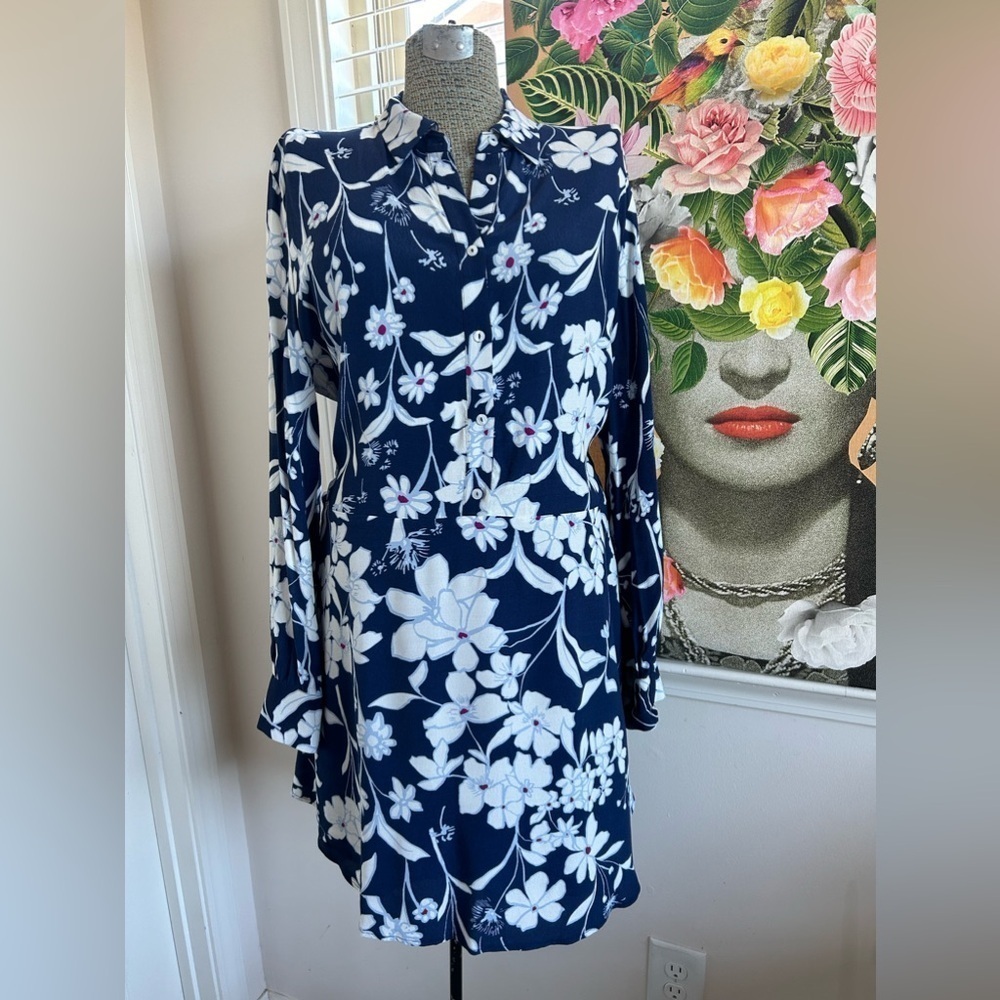 1 STATE SHIRT DRESS FLORAL PRINT TIE IN FRONT OR BACK. STYLISH, COMFORTABLE XL - Picture 2 of 12